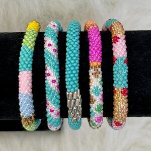 HAND CRAFTED in Nepal Beaded Bracelets (set of 5) #1005